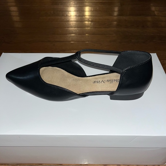 Bella Vita Darby pointed Toe Elastic T-Strap Flats Black Women’s Size 7.5 - Picture 4 of 15